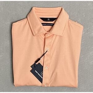 Hart Schaffner Marx Men's Small Harsoft Luxury Cotton Button-Up Polo Orange NEW